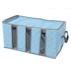 Clothes Storage Blanket Closet Foldable Box Case Organizer Blue 22.8"x11.4"x13"
